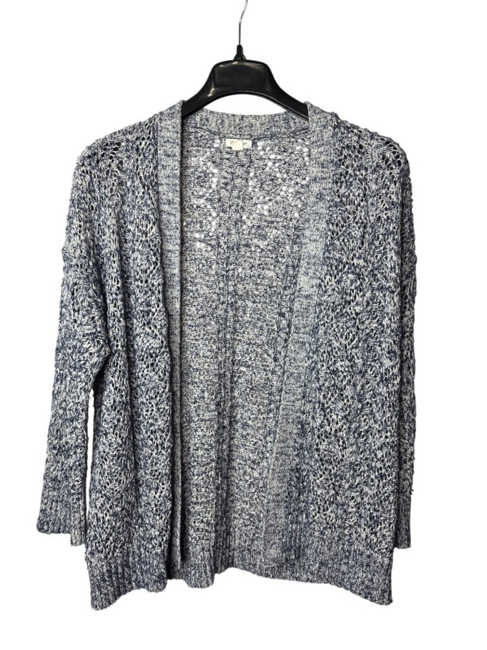 Westport Womens Knit Cardigan Size XL Open Front Blue White Cotton Blend